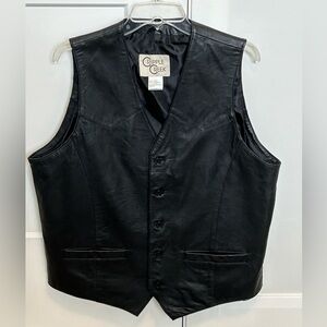 NEW CRIPPLE CREEK MENS WESTERN BLACK GENUINE LEATHER VEST ML3059 SIZE LARGE